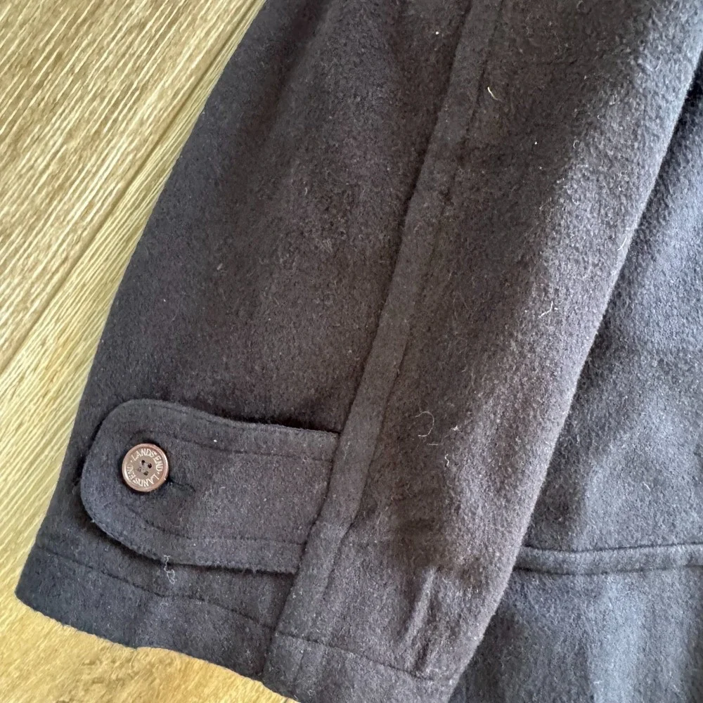 Vintage Lands End Jacket Mens Large Heavy Wool Toggle Nautical Duffle Coat